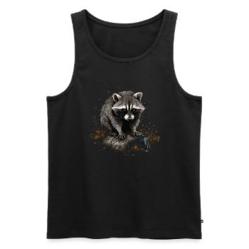Mignon raton laveur Nature Bébé raton laveur Forêt - Débardeur bio Premium Homme - noir - Devant - Michal (187cm)