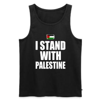 I Stand with palestine - Débardeur bio Premium Homme - noir - Devant - AI Model Male 178 light (178cm)