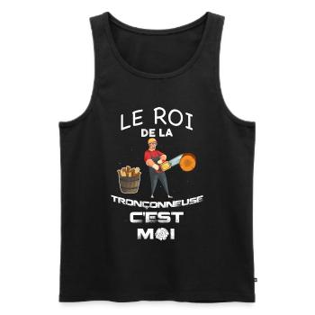 Papa roi de la tronçonneuse cadeau métier fôret - Débardeur bio Premium Homme - noir - Devant - AI Model Male 178 light (178cm)