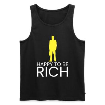 happy to be rich - Men's Premium Organic Tank Top - black - Front - Michal (187cm)