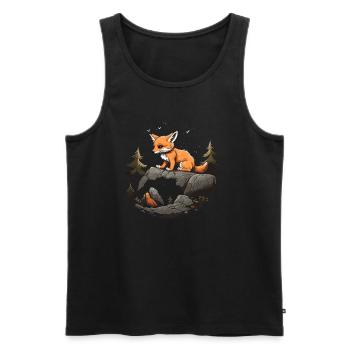 Fuchs Kopf Wald Tier Natur Bäume Baby Fuchs - Männer Premium Bio Tank Top - Schwarz - Vorne - Michal (187cm)