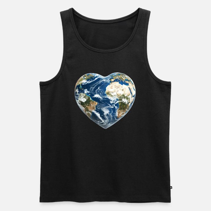 Erde Herz - Männer Premium Bio Tank Top - Schwarz