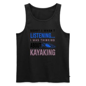 Penser au kayak Canoë Kayak en eau vive - Débardeur bio Premium Homme - noir - Devant - Michal (187cm)