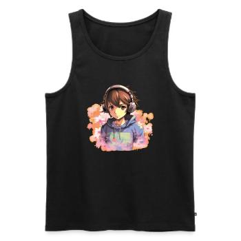 Anime Boy - Men's Premium Organic Tank Top - black - Front - Michal (187cm)