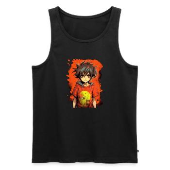 Anime Boy - Men's Premium Organic Tank Top - black - Front - Michal (187cm)