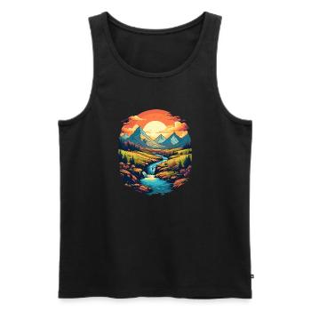 Landscape - Men's Premium Organic Tank Top - black - Front - Michal (187cm)