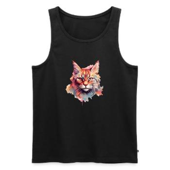 Cat - Men's Premium Organic Tank Top - black - Front - Michal (187cm)