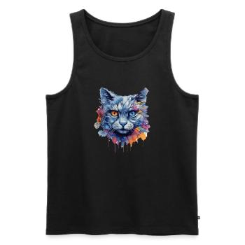 Chat - Débardeur bio Premium Homme - noir - Devant - Michal (187cm)