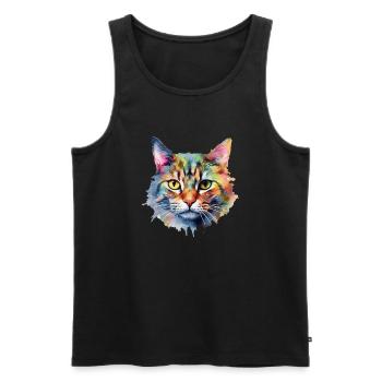 Chat - Débardeur bio Premium Homme - noir - Devant - AI Model Male 178 light (178cm)