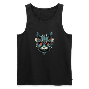 Chat - Débardeur bio Premium Homme - noir - Devant - Michal (187cm)