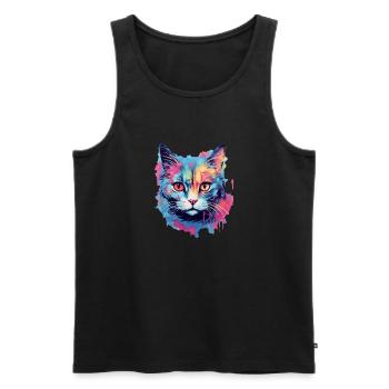 Chat - Débardeur bio Premium Homme - noir - Devant - AI Model Male 178 light (178cm)