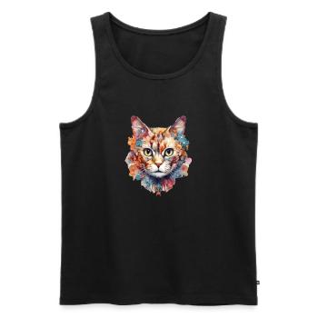 Cat - Men's Premium Organic Tank Top - black - Front - Michal (187cm)