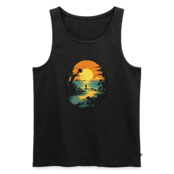 Beach - Men's Premium Organic Tank Top - black - Front - AI Model Male 178 light (178cm)