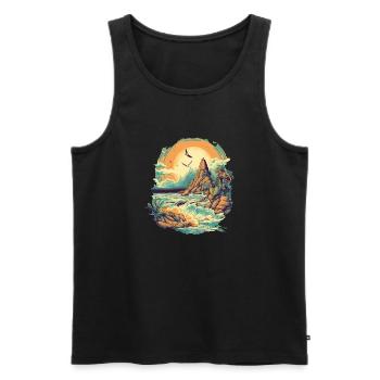 Beach - Men's Premium Organic Tank Top - black - Front - AI Model Male 178 light (178cm)