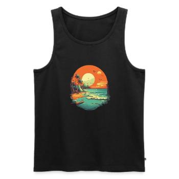 Beach - Men's Premium Organic Tank Top - black - Front - AI Model Male 178 light (178cm)