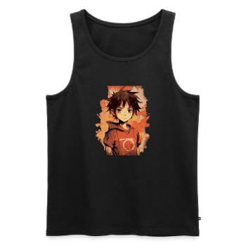 Anime Boy - Men's Premium Organic Tank Top - black - Front - Michal (187cm)