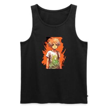 Anime Boy - Men's Premium Organic Tank Top - black - Front - Michal (187cm)