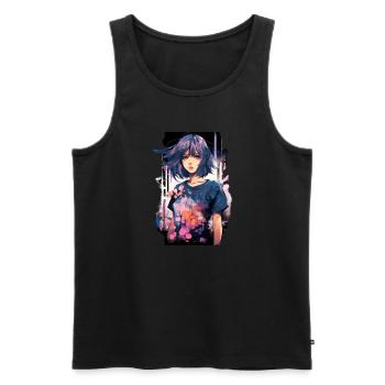 Anime Girl - Débardeur bio Premium Homme - noir - Devant - AI Model Male 178 light (178cm)