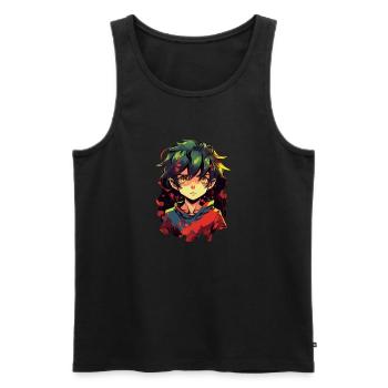 Anime Boy - Men's Premium Organic Tank Top - black - Front - Michal (187cm)