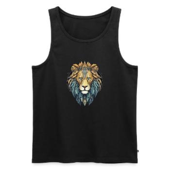 Lion - Men's Premium Organic Tank Top - black - Front - Michal (187cm)