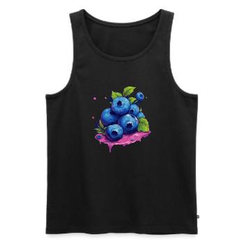 Blaubeere - Männer Premium Bio Tank Top - Schwarz - Vorne - AI Model Male 178 light (178cm)