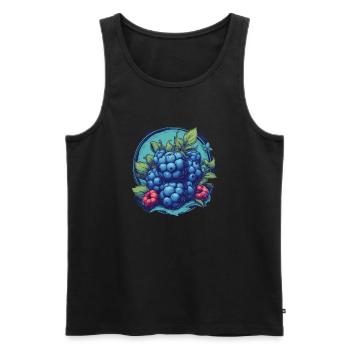 Blaubeere - Männer Premium Bio Tank Top - Schwarz - Vorne - AI Model Male 178 light (178cm)