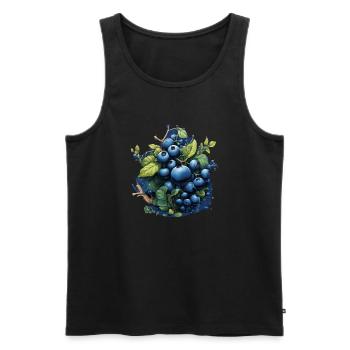 Blaubeere - Männer Premium Bio Tank Top - Schwarz - Vorne - AI Model Male 178 light (178cm)