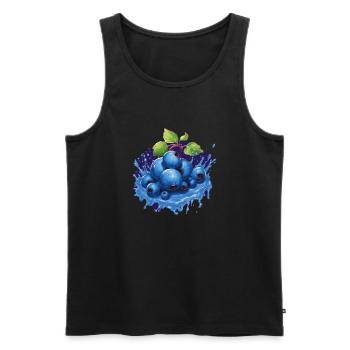 Blaubeere - Männer Premium Bio Tank Top - Schwarz - Vorne - AI Model Male 178 light (178cm)
