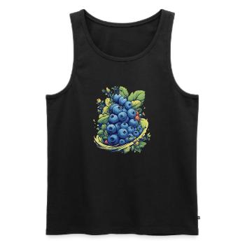 Blaubeere - Männer Premium Bio Tank Top - Schwarz - Vorne - AI Model Male 178 light (178cm)