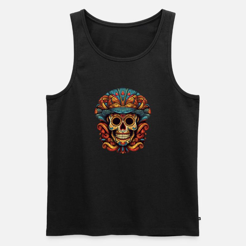 Cinco de Mayo Skull - Männer Premium Bio Tank Top - Schwarz