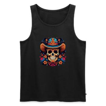 Cinco de Mayo Skull - Männer Premium Bio Tank Top - Schwarz - Vorne - AI Model Male 178 light (178cm)