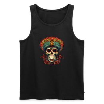 Cinco de Mayo Skull - Männer Premium Bio Tank Top - Schwarz - Vorne - AI Model Male 178 light (178cm)