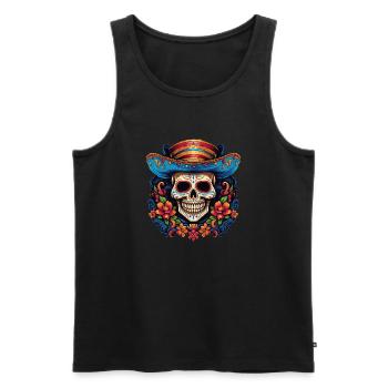Cinco de Mayo Skull - Männer Premium Bio Tank Top - Schwarz - Vorne - AI Model Male 178 light (178cm)