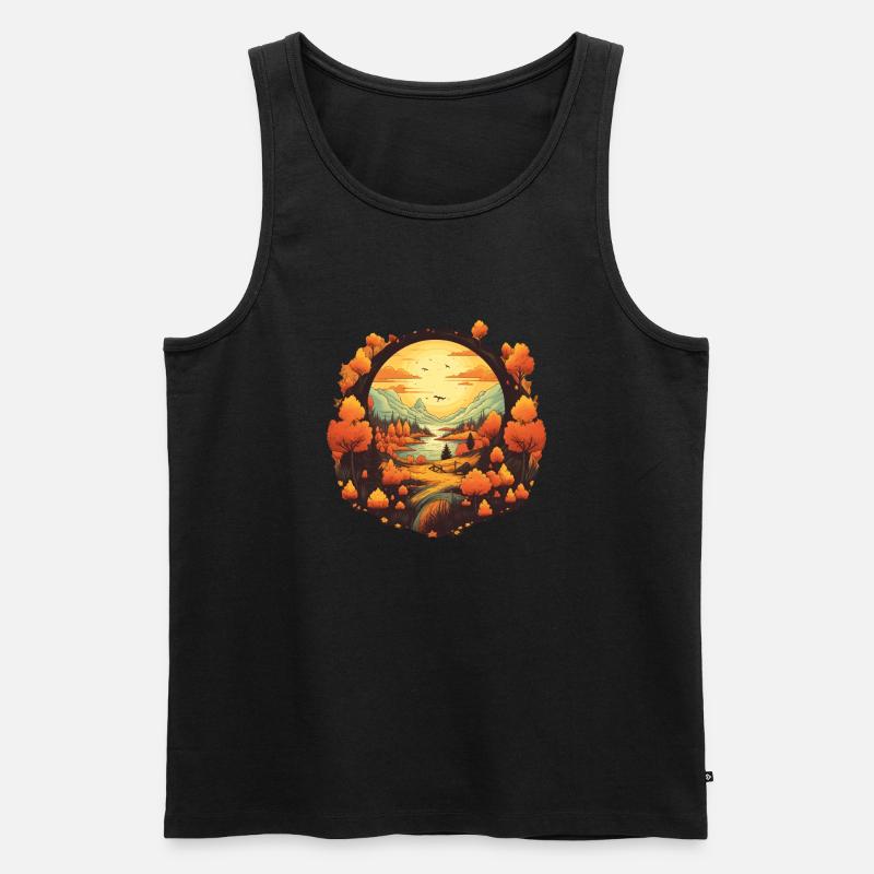Herbstliche Landschaft - Männer Premium Bio Tank Top - Schwarz