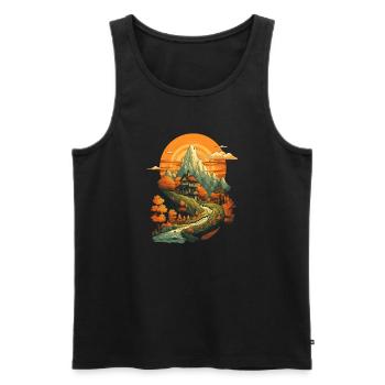 Herbstliche Landschaft - Männer Premium Bio Tank Top - Schwarz - Vorne - AI Model Male 178 light (178cm)