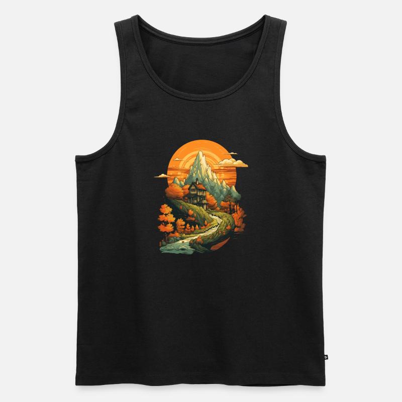 Herbstliche Landschaft - Männer Premium Bio Tank Top - Schwarz