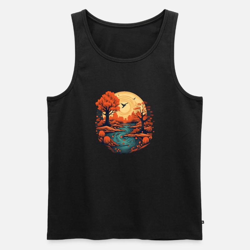 Herbstliche Landschaft - Männer Premium Bio Tank Top - Schwarz