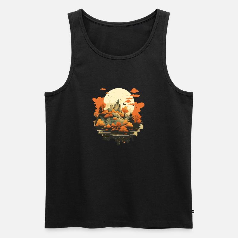 Herbstliche Landschaft - Männer Premium Bio Tank Top - Schwarz