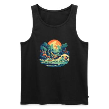Beach - Men's Premium Organic Tank Top - black - Front - AI Model Male 178 light (178cm)