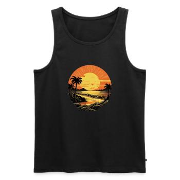 Beach - Men's Premium Organic Tank Top - black - Front - AI Model Male 178 light (178cm)