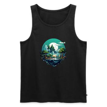 Landschaft - Männer Premium Bio Tank Top - Schwarz - Vorne - Michal (187cm)