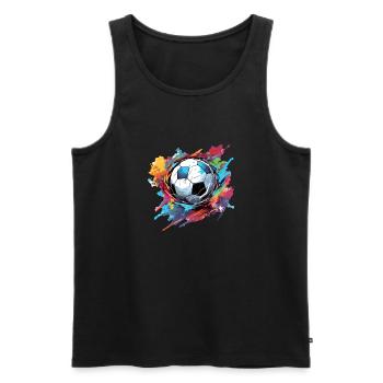 Fußball Ball - Männer Premium Bio Tank Top - Schwarz - Vorne - Michal (187cm)