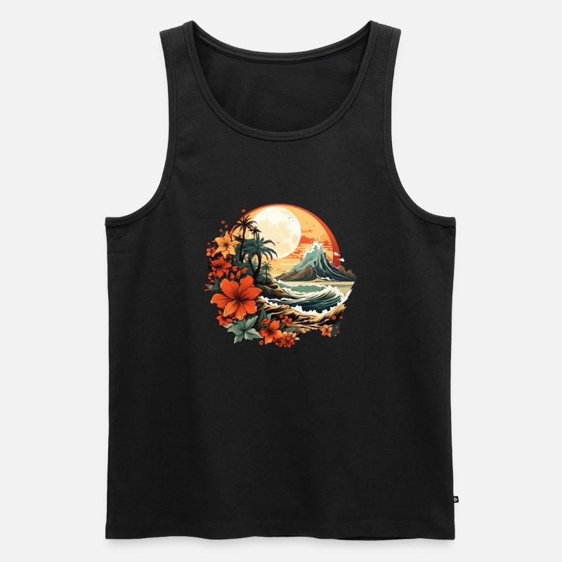 Tropisch - Männer Premium Bio Tank Top - Schwarz