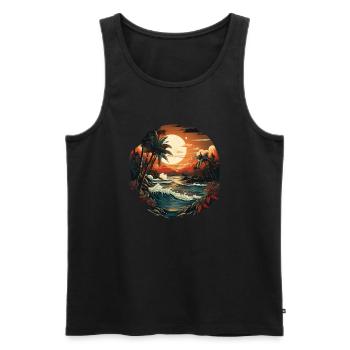 Tropical - Men's Premium Organic Tank Top - black - Front - AI Model Male 178 light (178cm)