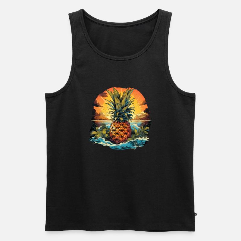 Ananas - Männer Premium Bio Tank Top - Schwarz