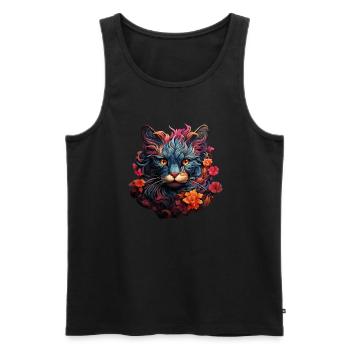 Katze - Männer Premium Bio Tank Top - Schwarz - Vorne - Michal (187cm)