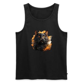 Katze - Männer Premium Bio Tank Top - Schwarz - Vorne - Michal (187cm)