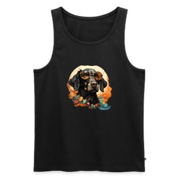 Hund - Männer Premium Bio Tank Top - Schwarz - Vorne - AI Model Male 178 light (178cm)