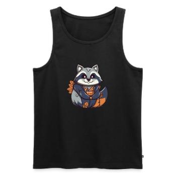 Raton laveur - Style Kawaii - Débardeur bio Premium Homme - noir - Devant - Michal (187cm)