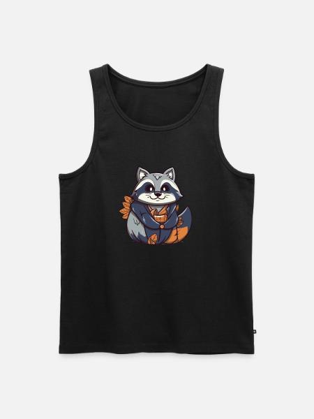 Raccoon - Kawaii Style - Men's Premium Organic Tank Top - black